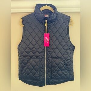 NWT! ARYEH Quilted Black Vest with Gold Zipper. Women’s Medium